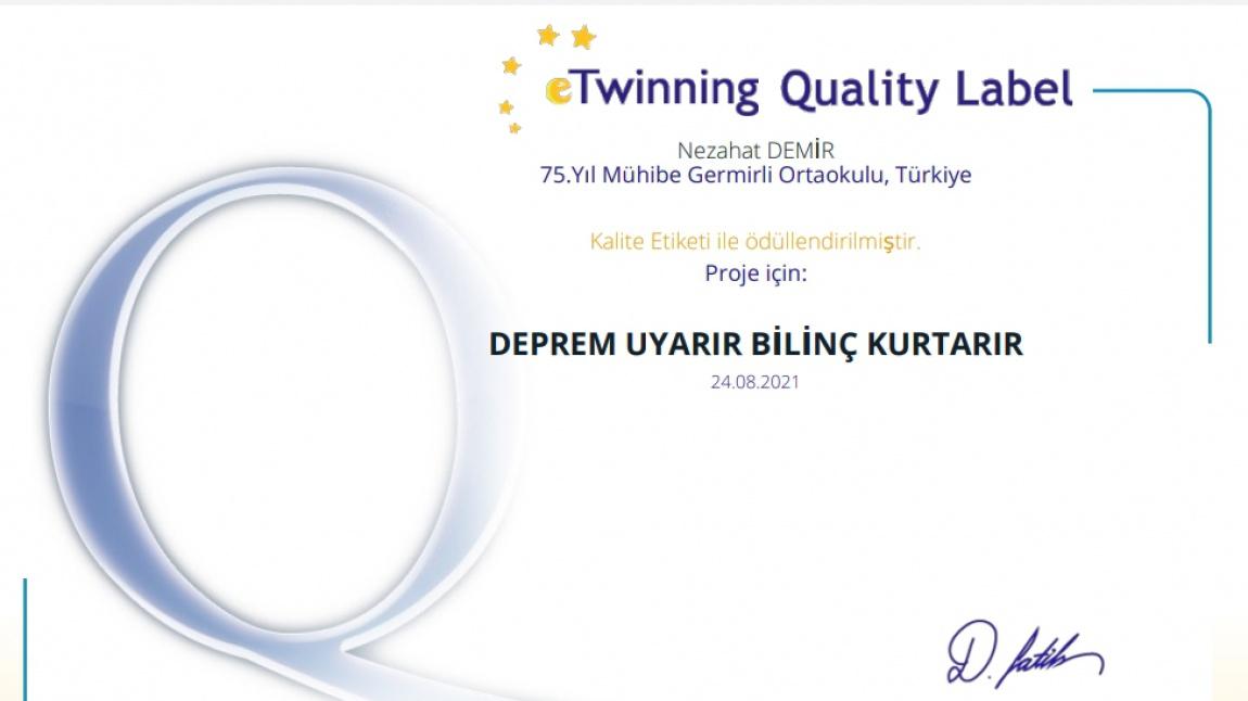 Okulumuz e-Twinning Kalite Etiketi ile ödüllendirildi